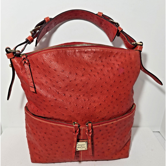 Dooney & Bourke Ostrich Embossed Leather DILLEN Bag Top Handle/Shoulder Salmon - Picture 1 of 16